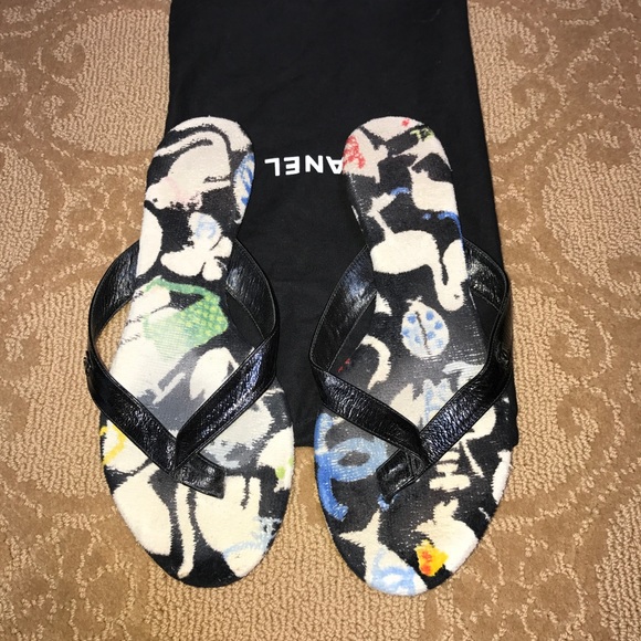 CHANEL Shoes - Chanel towel effect flip flop sandals
